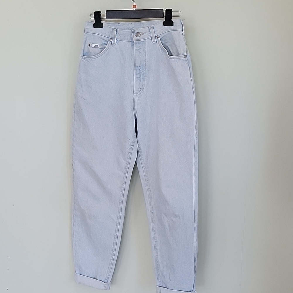 VINTAGE high waist light washed Lee jeans.  Made in USA.  Small waist, wide leg.